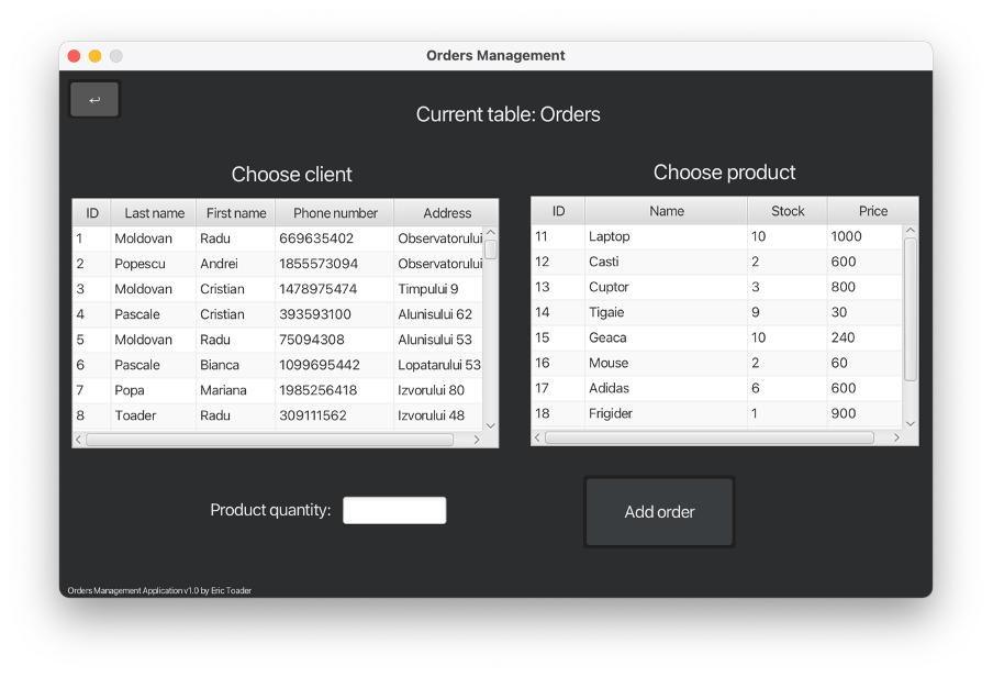 GitHub - erictoader/Orders-Database-Management: Java desktop ...