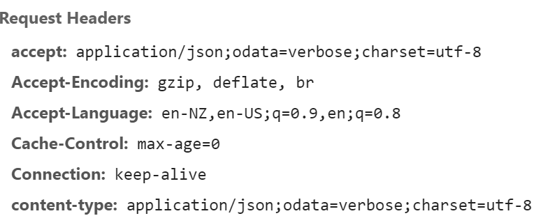By setting sp headers to accept application/json the result is still ...