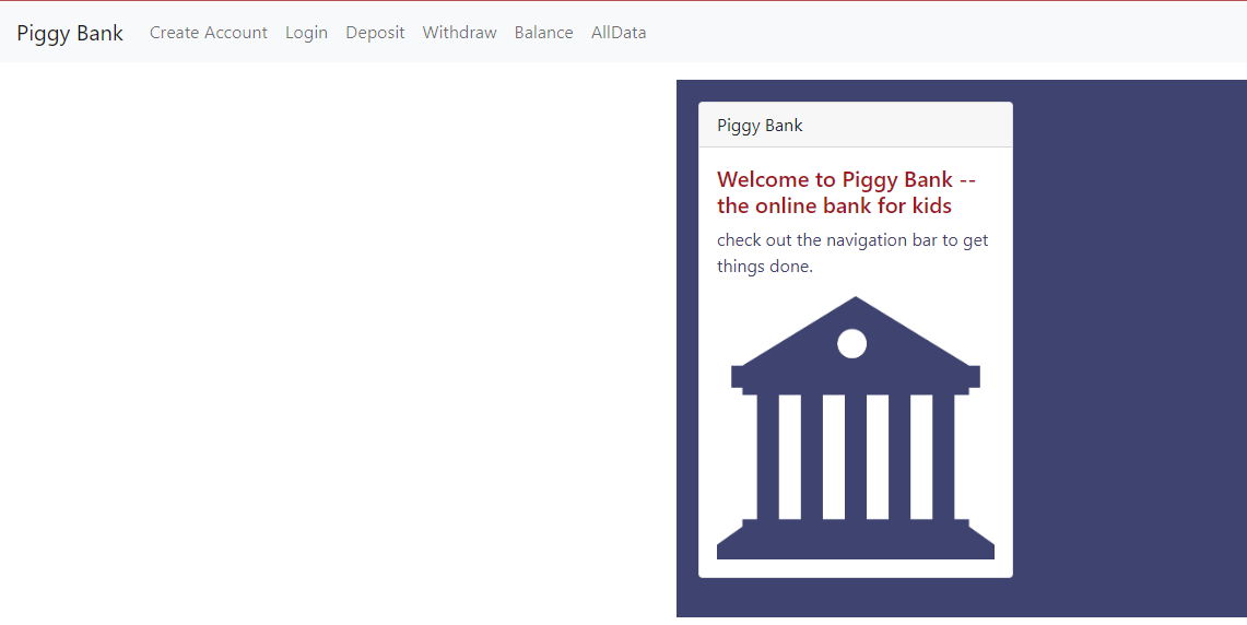 GitHub - waltonjm/bad-bank-project: Piggy Bank --the online bank for kids
