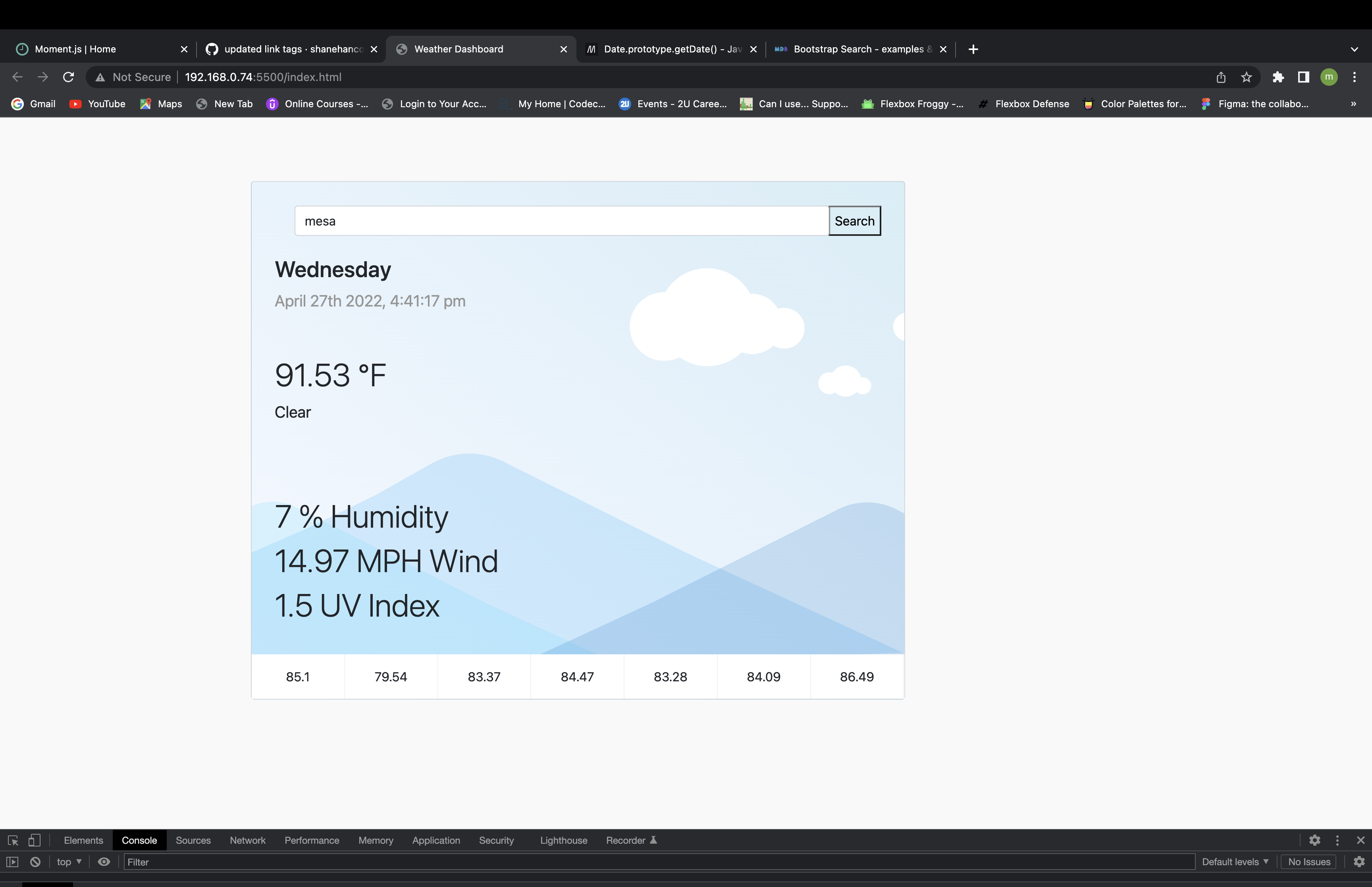 GitHub - shanehancock64/WeatherDashboardHomework06: Create app that ...
