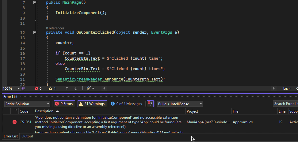The template generates invalid code? MAUI targeting .net 7 in Visual ...