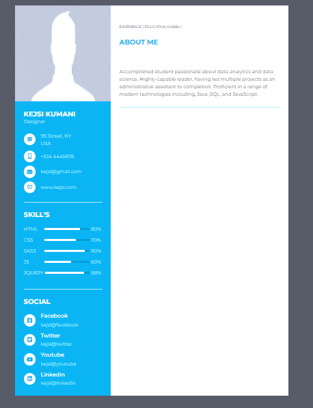 GitHub - KejsiKumani/Resume-with-HTMl-CSS: Creating Resume from scratch ...