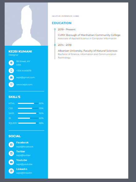 GitHub - KejsiKumani/Resume-with-HTMl-CSS: Creating Resume from scratch ...