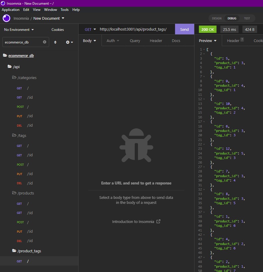 Screenshot: Insomnia GET Product Tags