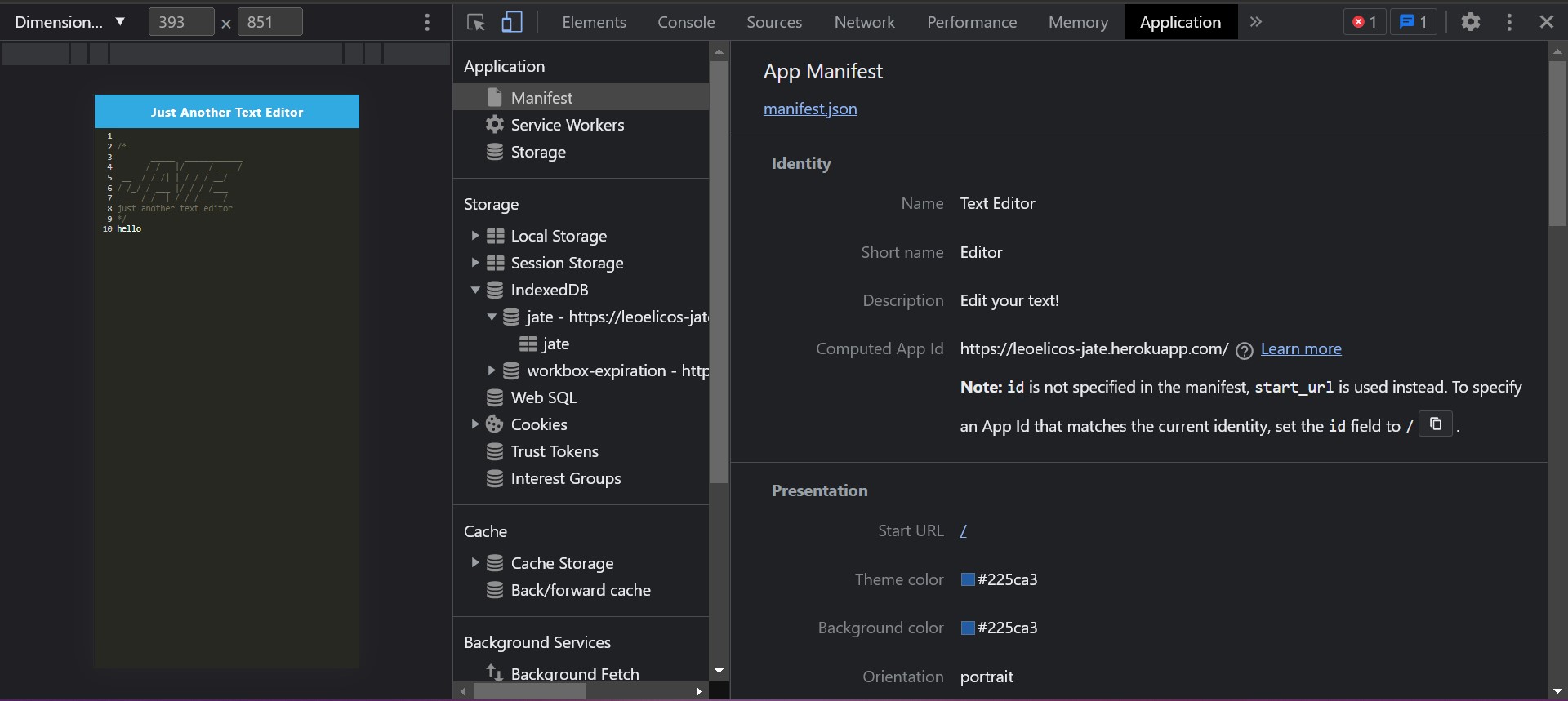 a manifest file in the browser.