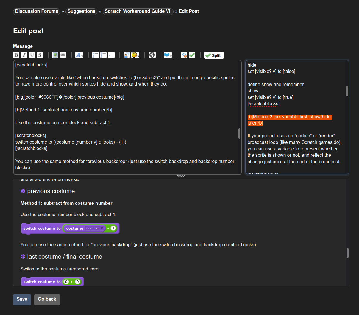 Split forum editor into two horizontal panes · Issue #4666 ...