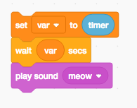 "set (var) to (timer); wait (var) secs"