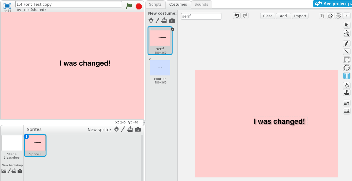 Screenshot after changing the content of the text