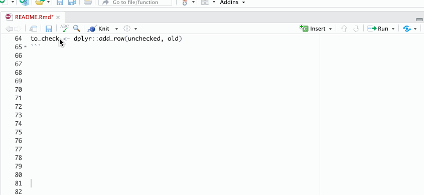 Reformat Code of last line in chunk fails with "[…] command is only ...