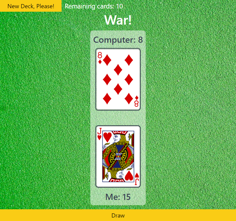 GitHub icyhot12/card_war Javascript WAR card game