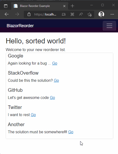 GitHub Elgransan BlazorReorder Blazor Drag And Drop Reorder List 
