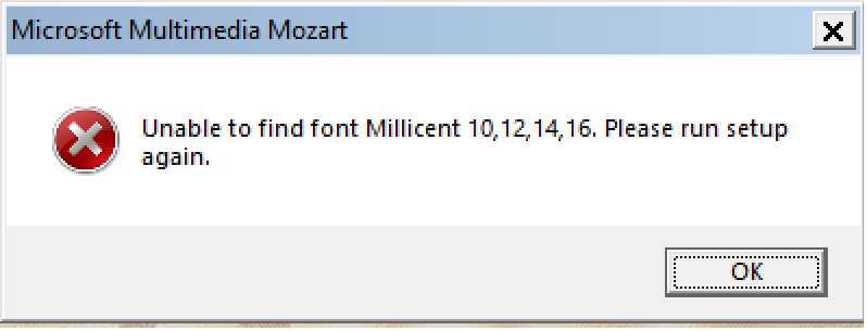 Millicent error