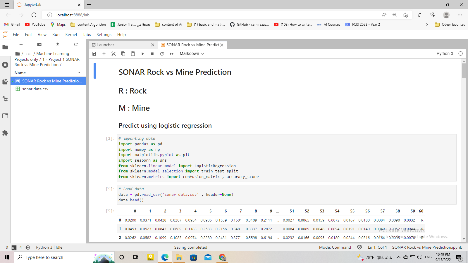 GitHub - ahmedgamal23/SONAR-Rock-vs-Mine-Prediction: Classification ...