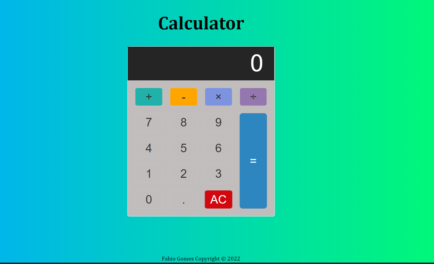 GitHub - fabiolpgomes/Training_Brainnest_JS2: Creating Calculator with ...
