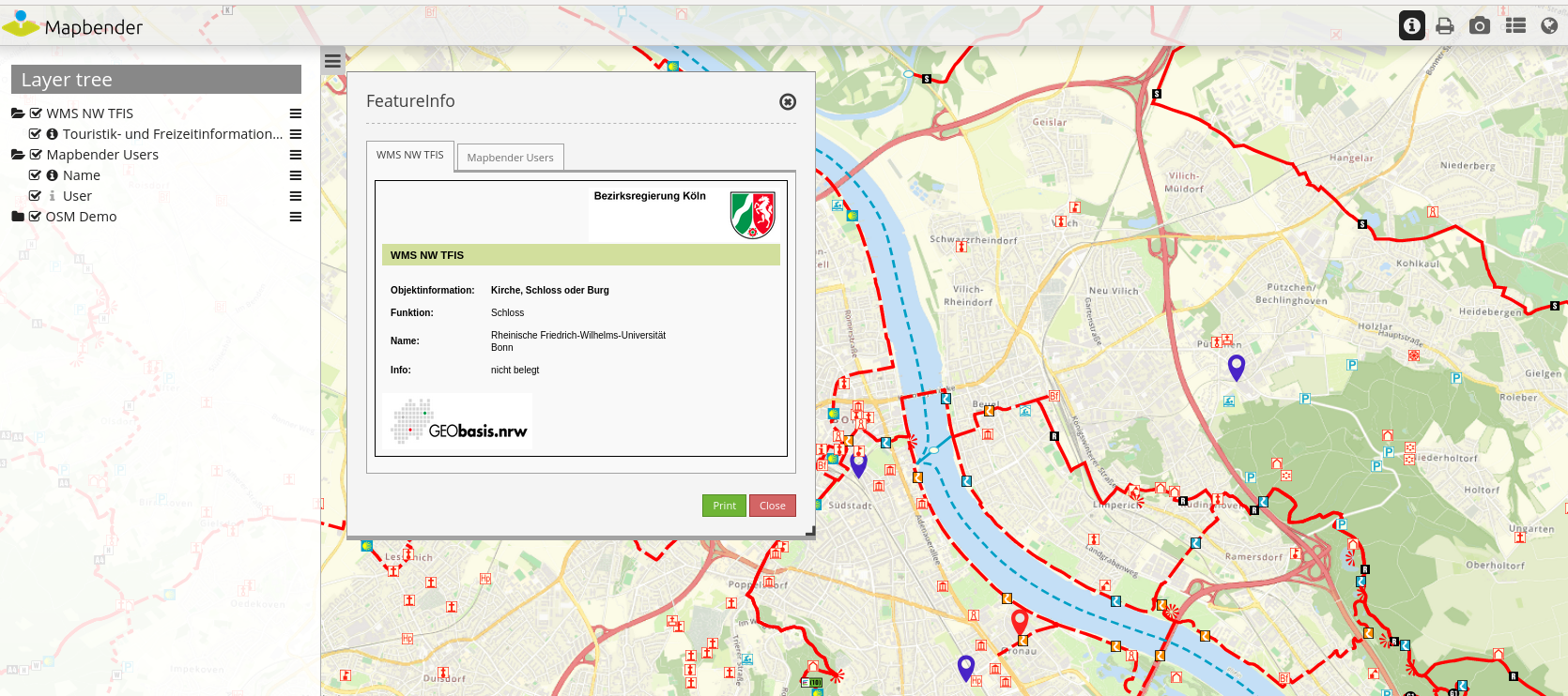 [Frontend][featureInfo] dialog shows result from WMS that are not ...