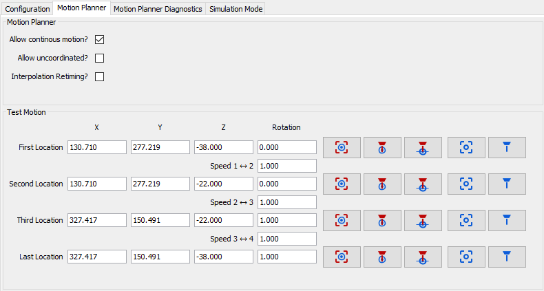 Motion Planner Settings