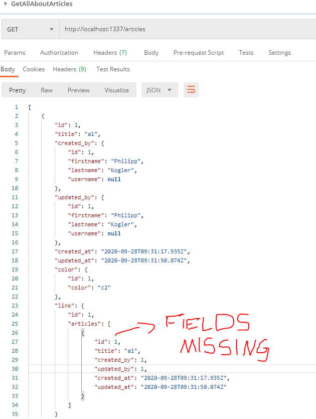 Missing fields in API response when using relations in components ...