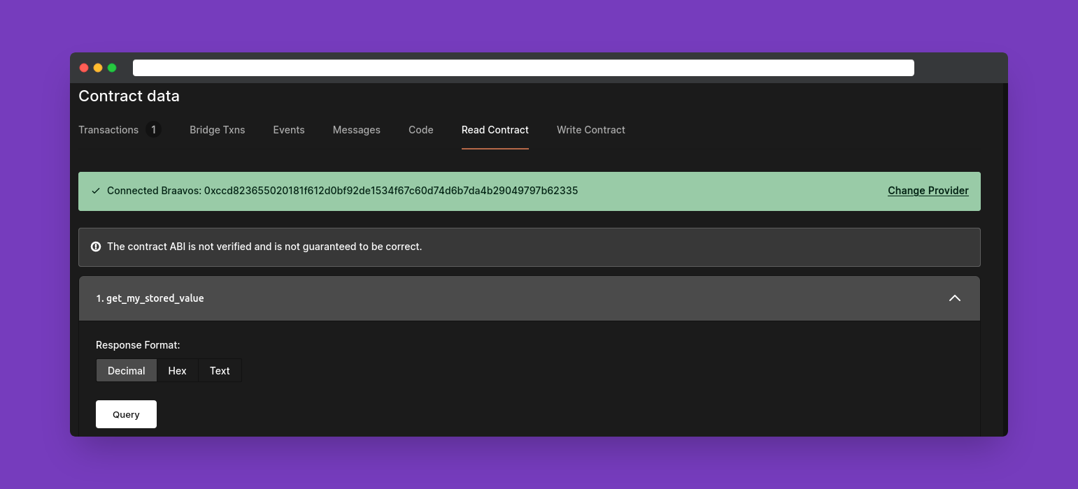 Use the Voyager explorer to read the variable from the StarkNet contract.