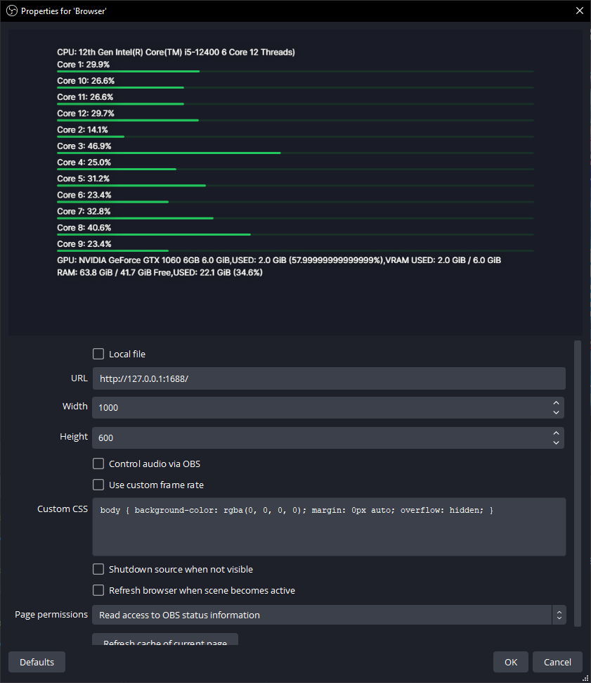 GitHub Rinechxn/obssysmonitorwebui System Monitor Overlay in OBS