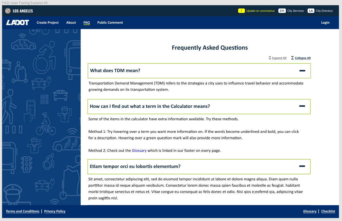 FAQ expand chosen option user-facing