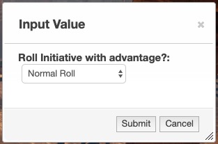 Roll20 box about iniative options