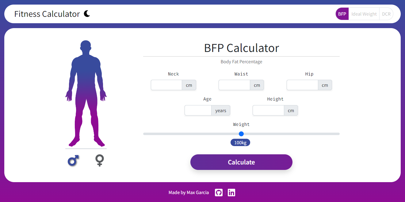 GitHub maxg02/FitnessCalculator  app where you can calculate