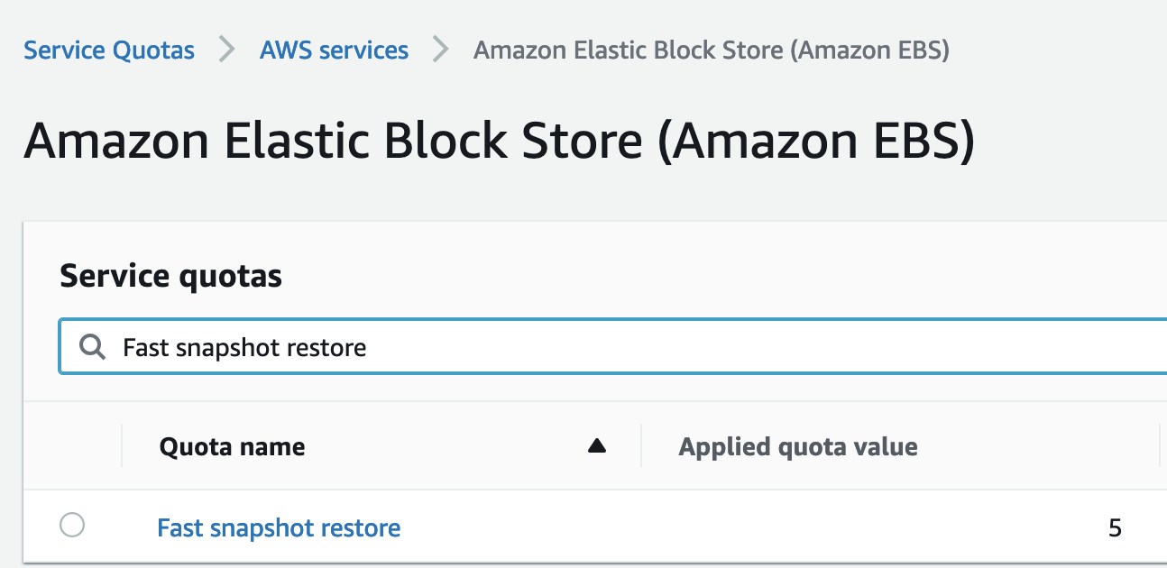 Using Fast Snapshot Restores could not create the second volume's fast