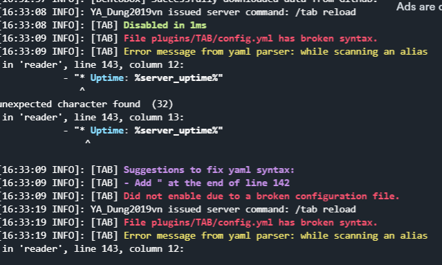 Bug: Error message from yaml · Issue #592 · NEZNAMY/TAB · GitHub